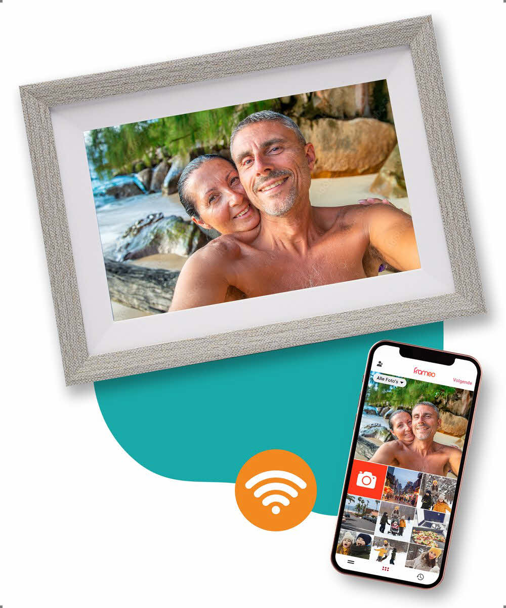 Nixplay 9.7-Inch 2K Slimme Digitale Fotolijst, Zilver