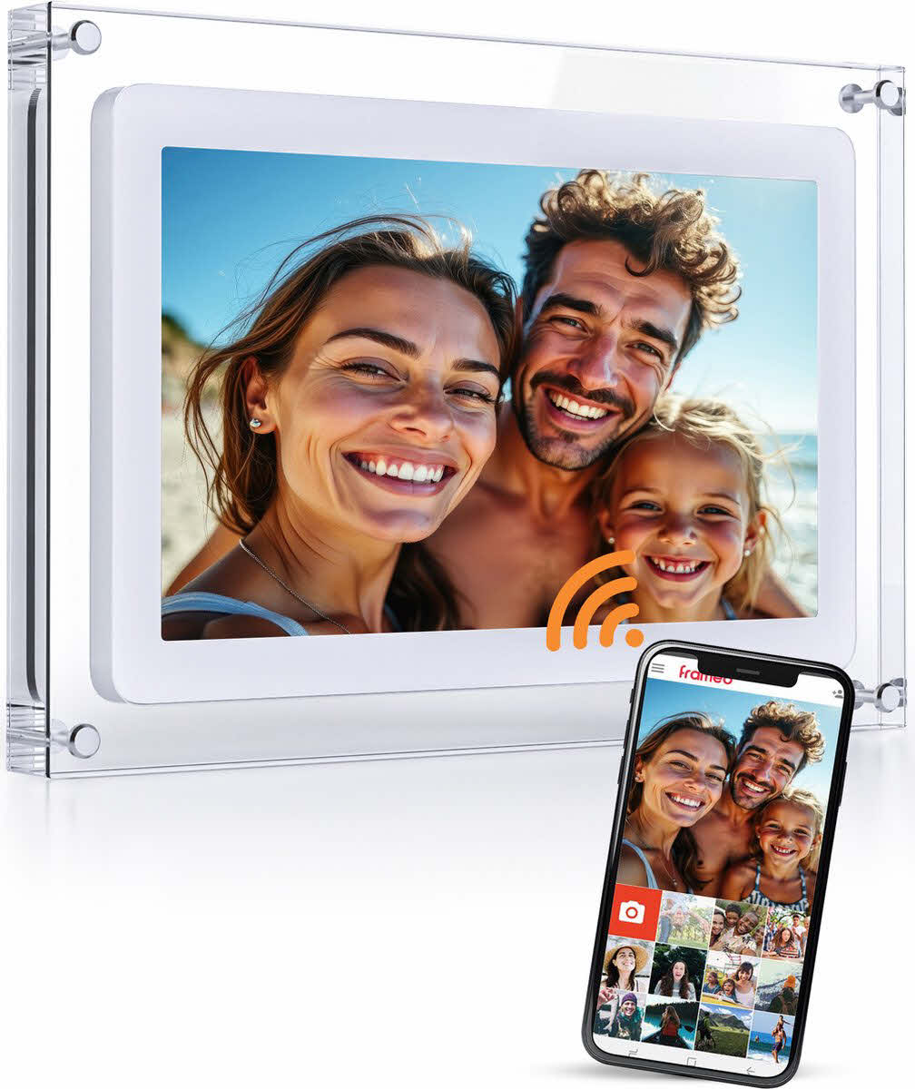 Aorpdd Digitale fotolijst, wifi, 10,1 inch, HD IPS-touchscreen, elektronische fotolijst met 32 GB geheugen, automatische rotatie, delen van foto's of video's overal via Frameo-app